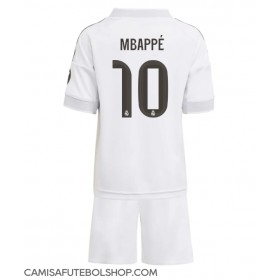 Camisa de time de futebol Real Madrid Kylian Mbappe #10 Replicas 1º Equipamento Infantil 2025-26 Manga Curta (+ Calças curtas)